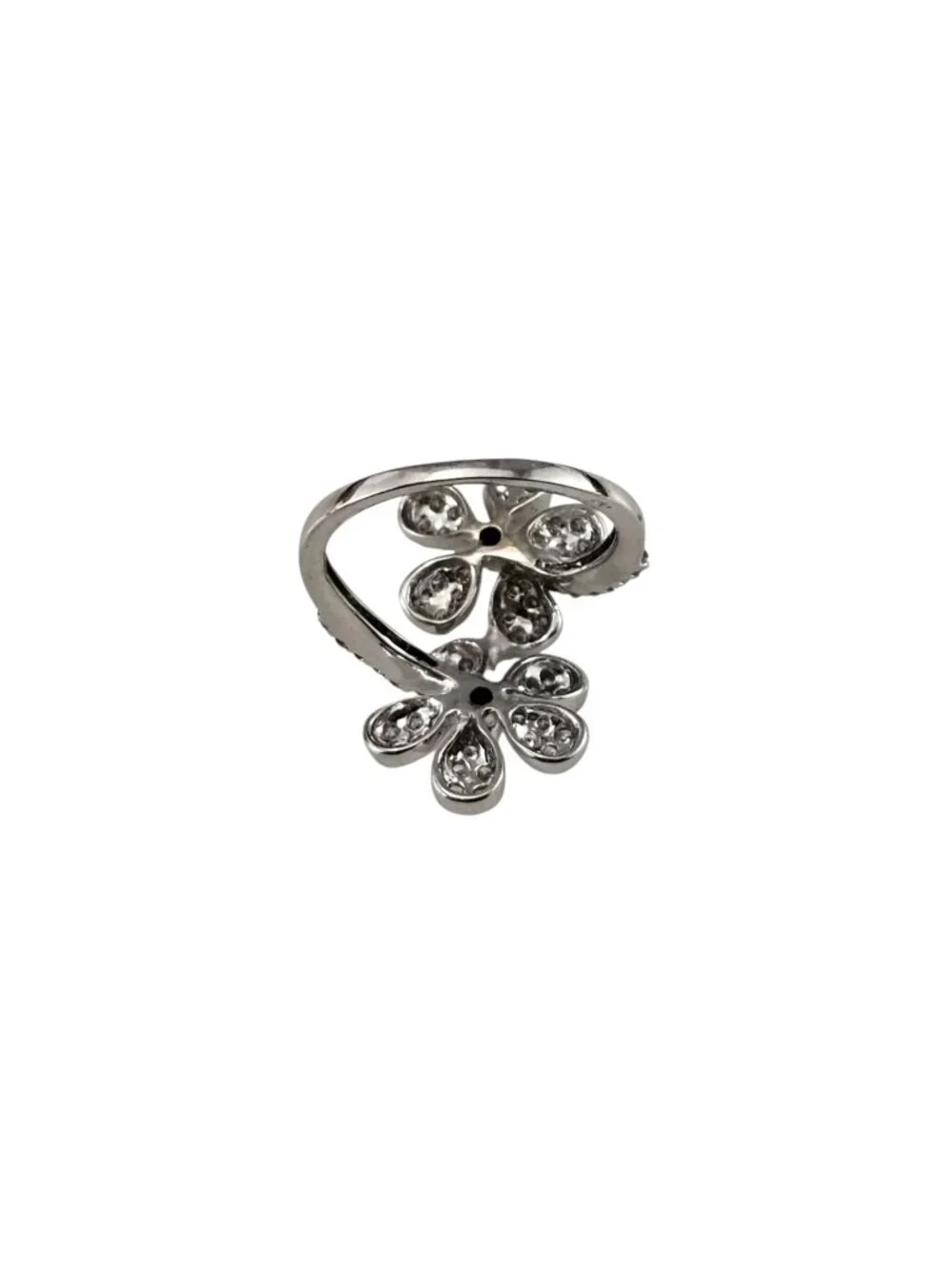 14K White Gold and Diamond Flower Ring Size 4.25 #25241